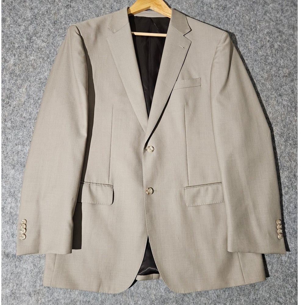 Jos A Bank 1905 Suit Jacket Mens 42L Tan 100% Wool Two Button Notch Lapel